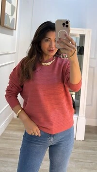 Blusa Tricot Ampla Hallie Com Nervuras Horizontais E Mini Entremeios