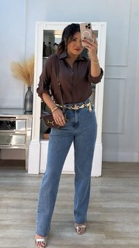 Camisa Linho Andreia Mangas Longas Com Martingalê