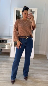 Blusa Tricot Ampla Mangas 7/8 Rafaella Com Entremeios