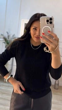 Blusa Tricot Mangas Bufantes Heloiza Trançados Triplos Frontais