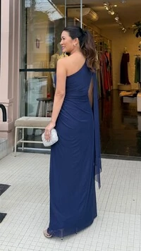Vestido Longo Tule Taty Ombro Único Decote Assimétrico