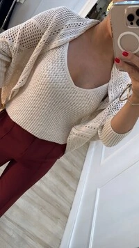 Twin Set Tricot Sheyla Com Entremeios Blusa Regata & Cardigan