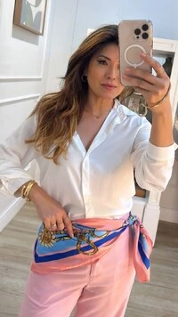 Maxi Camisa Jessie Viscose Mangas Longas Com Martingale