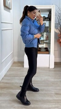 Jaqueta Puffer Nylon Cecilia Punhos E Barrado Largos Canelados