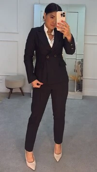Blazer Alfaiataria Botões Duplos Forrados Com Detalhe Dourado