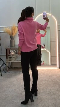 Blusa Tricot Priscilla Gola Rolê E Mangas Com Tramas Triplas