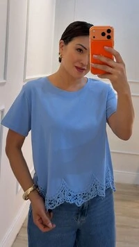 Blusa De Malha Valentina Renda No Barrado