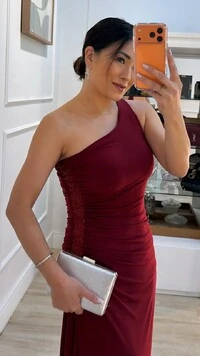 Vestido Longo Drapeado Cris Ombro Único