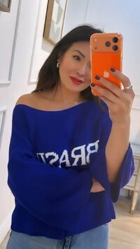 Blusa Ampla De Tricot Brasil Erika Mangas 7/8