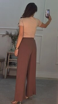 Calça Pantalona Teresa Amarração Com Tassel Nas Pontas