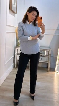 Blusa Tricot Nervuras Em Zigue-Zague Noelle Barrado Arredondado