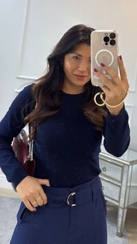 Blusa Tricot Gola Careca Sandra Texturas Frontais