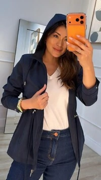 Parka Casaco Aveludado Marie Capuz Removível