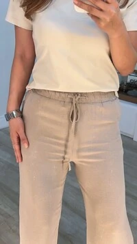 Calça Pantalona Com Brilho Amora Amarração Frontal