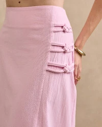 Saia Midi Caroline Tripla Corda Detalhada Lateral