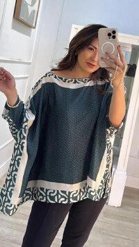 Blusa Kaftan Acetinada Estampada Hellen