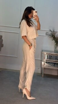 Calça Pantalona Meire Cinto Faixa Fixo Assimétrico