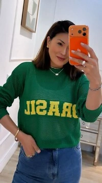 Blusa Tricot Vazada Brasil Amora Mangas Longas