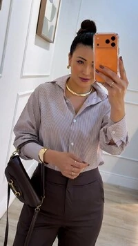 Camisa Listrada Diana Mangas Longas