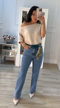 Blusa Tricot Amplo Canelados Horizontais Heloize Mangas 3/4 Com Punhos