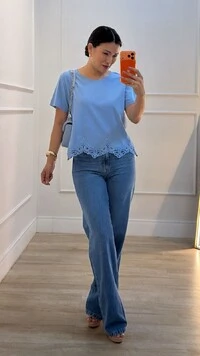 Blusa De Malha Valentina Renda No Barrado