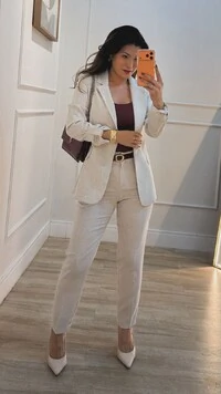Maxi Blazer Viscose Com Linho Brenda Martingalê Nos Punhos