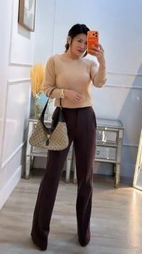 Calça Pantalona Alfaiataria Monica Nervura Frontal