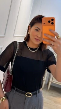 Blusa De Malha Giulia Detalhe Em Tule