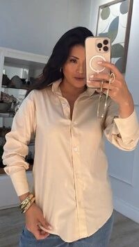 Maxi Camisa Talita Com Pregas Nos Punhos