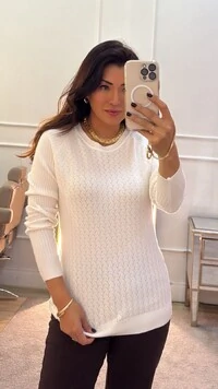 Blusa Tricot Elize Mini Entremeios E Vivos Ondulados Frontais