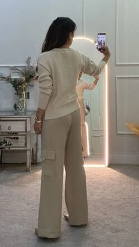 Calça Pantalona Cargo Mariane Com Cinto Faixa