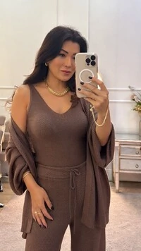 Conjunto Tricot 3 Peças Gigi Twin Set & Calça Pantalona