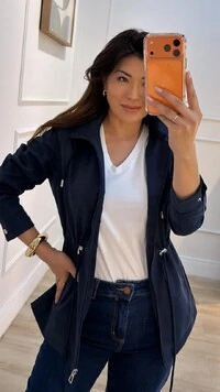 Parka Casaco Aveludado Marie Capuz Removível