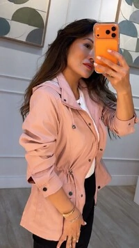 Parka Capuz Removível Sol Forro Listrado