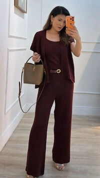 Calça Pantalona Tricot Natasha Pala Larga