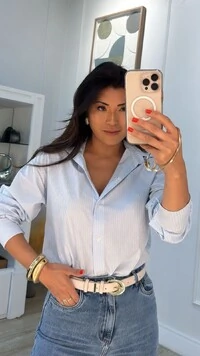 Camisa Listrada Diana Mangas Longas