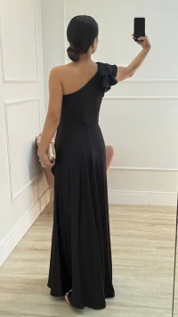 Vestido Longo Ombro Único Renata Fenda Frontal