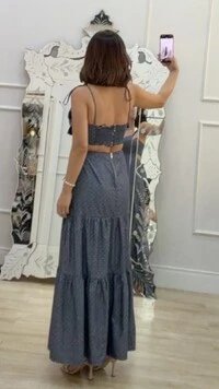 Vestido Midi Poá Bordado Sandy Com Amarração Nos Ombros
