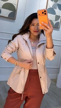 Parka Com Puxadores Reguláveis Na Cintura Luna Botões Dourados