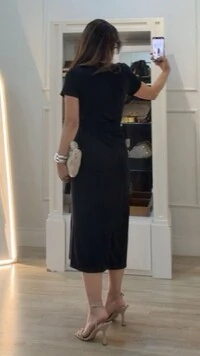 Vestido Midi Malha Aysha Cinto Faixa Fixo Com Amarração