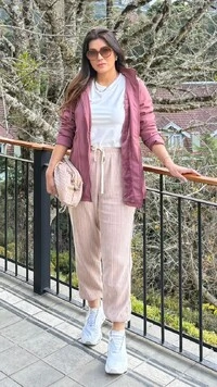 Calça Jogger Moletom Canelada Catherine Amarração Frontal