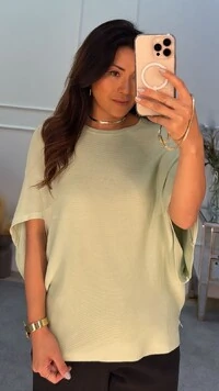 Blusa Ampla Canelado Horizontal Lili