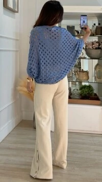 Poncho Tricot Curto Ema Com Entremeios