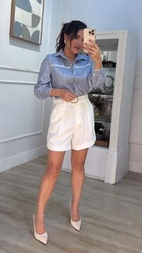 Camisa Mesclada Erika Detalhe Frontal Renda Vazada