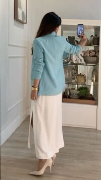 Blazer Decote V Solange Bolsos Fake Frontal Com Lapela