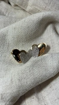 Brinco Coração Duplo Liso E Cravejado