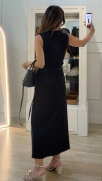 Vestido Longo Malha Decote V Marcela Cinto Faixa Fixo Com Amarração