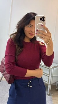 Blusa Tricot Gola Careca Sandra Texturas Frontais