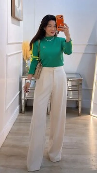 Blusa Tricot Brasil Gola Alta Maju Mangas Longas