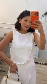 Blusa Regata Raquel Com Sobreposição Frontal